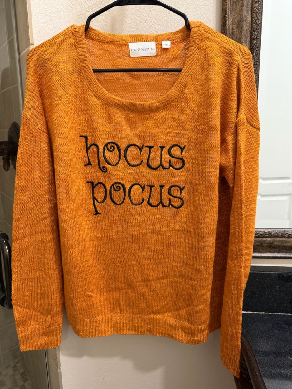Mia & Tess Women's Orange 'Hocus Pocus' Scoop Neck Knit Sweater